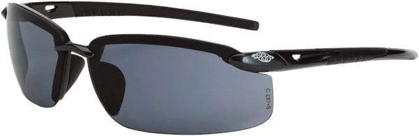 CrossFire - Smoke Lenses, Framed Safety Glasses - Scratch Resistant, Black Frame, Size Universal, Wrap Around - Americas Industrial Supply