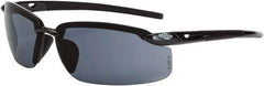 CrossFire - Smoke Lenses, Framed Safety Glasses - Scratch Resistant, Black Frame, Size Universal, Wrap Around - Americas Industrial Supply