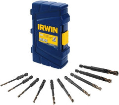 Irwin - 1/8 to 3/8", Black Oxide & Bright Finish, High Speed Steel Hex Shank Drill Bit Set - Americas Industrial Supply