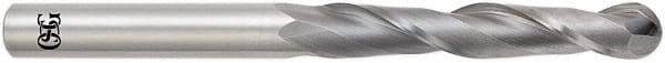 OSG - 12mm Diam, 76mm LOC, 2 Flute Solid Carbide Ball End Mill - Uncoated, Single End, 153mm OAL, 12mm Shank Diam, Spiral Flute - Americas Industrial Supply