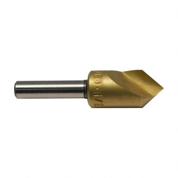 M.A. Ford - 1/8" Head Diam, 1/8" Shank Diam, 1 Flute 100° High Speed Steel Countersink - TiN Finish, 1-1/2" OAL - Americas Industrial Supply