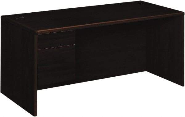 Hon - High Pressure Laminate Left Pedestal Desk - 66" Wide x 30" Deep x 29-1/2" High, Mahogany - Americas Industrial Supply