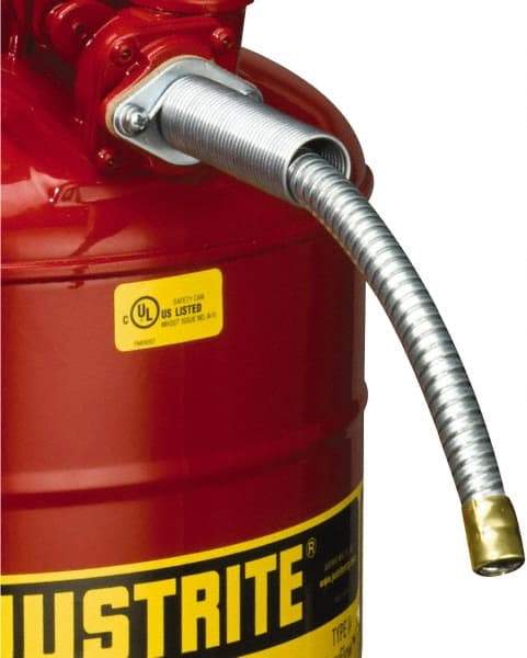 Justrite - 9 Inch Long, Safety Can Metal Flexible Nozzle - 5/8 Inch Diameter, Compatible with Type II Safety Cans - Americas Industrial Supply