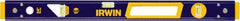 Irwin - 24" Long 3 Vial Box Beam Level - Aluminum, Blue/Yellow, 1 Level & 2 Plumb Vials - Americas Industrial Supply