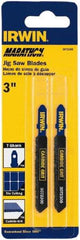 Irwin - 3" Long x 0.031" Thick x 0.315" Wide, Carbide Grit Jig Saw Blade - Continuous Edge, 0.1563" Wide, T-Shank - Americas Industrial Supply