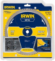 Irwin Blades - 10" Diam, 5/8" Arbor Hole Diam, 80 Tooth Wet & Dry Cut Saw Blade - Carbide-Tipped, Smooth Action, Standard Round Arbor - Americas Industrial Supply