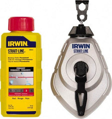 Irwin - 100' Long Reel & Chalk Set - Red, Includes (1) 4 oz Permanent Red Chalk (6:1) & (1) MACH6 Chalk Reel - Americas Industrial Supply