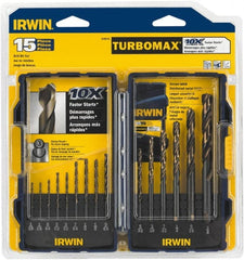 Irwin - 1/16 to 3/8", Oxide/Gold Finish, High Speed Steel Jobber Length Drill Bit Set - Americas Industrial Supply
