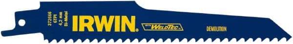 Irwin Blades - 6" Long, Bi-Metal Reciprocating Saw Blade - Tapered Profile, 6 TPI, Toothed Edge, Tang Shank - Americas Industrial Supply