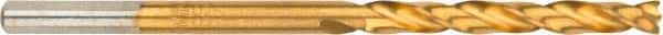 Irwin - 21/64" High Speed Steel Jobber Drill - TiN Finish, Right Hand Cut, Spiral Flute, Round with Flats Shank, 4-5/8" OAL, Turbomax Point - Americas Industrial Supply
