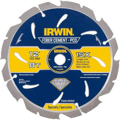 Irwin Blades - 12" Diam, 1" Arbor Hole Diam, 8 Tooth Wet & Dry Cut Saw Blade - Diamond-Tipped, Smooth Action, Standard Round Arbor - Americas Industrial Supply