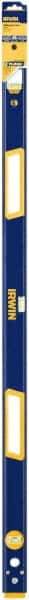 Irwin - 48" Long 3 Vial Box Beam Level - Aluminum, Blue/Yellow, 1 Level & 2 Plumb Vials - Americas Industrial Supply