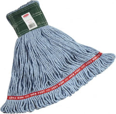 Rubbermaid - 1" Green Head Band, Medium Blended Fiber Loop End Mop Head - 4 Ply, Side Loading Connection - Americas Industrial Supply
