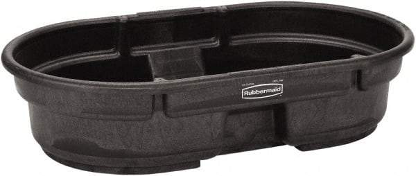 Rubbermaid - 50 Gallon Black Oval Plastic Stock Tank - 12" High x 31" Diam - Americas Industrial Supply
