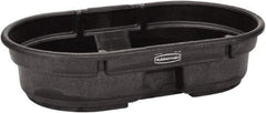 Rubbermaid - 50 Gallon Black Oval Plastic Stock Tank - 12" High x 31" Diam - Americas Industrial Supply