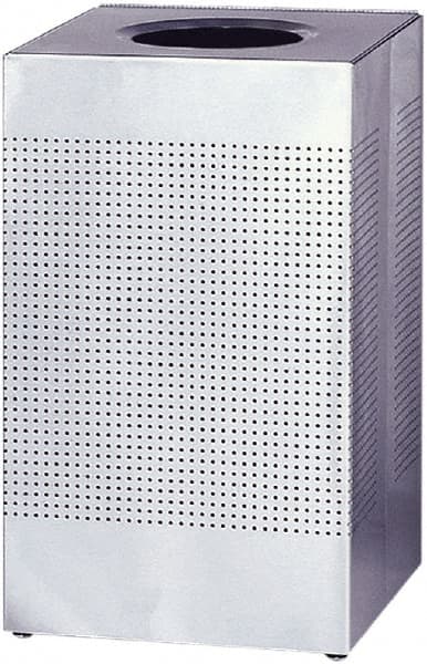 Rubbermaid - 20 Gal Silver Square Decorative Waste Receptacle With Top - Stainless Steel, 30" High x 476.25mm Long x 476.25mm Wide - Americas Industrial Supply