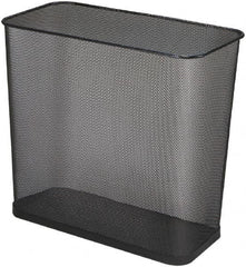 Rubbermaid - 7-1/2 Gal Black Rectangle Decorative Waste Receptacle With Top - Steel, 14" High x 16" Wide - Americas Industrial Supply