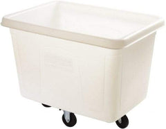 Rubbermaid - 500 Lb Load Capacity, 14 Cu Ft, 11.3 Bushels, Polyethylene Cube Truck - 31" Wide x 44-1/8" Long, White - Americas Industrial Supply
