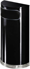 Rubbermaid - 9 Gal Black Half-Round Decorative Waste Receptacle With Top - Steel, 813mm High x 457.2mm Wide - Americas Industrial Supply