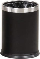 Rubbermaid - 3-1/2 Gal Black Round Decorative Waste Receptacle With Top - Steel, 318mm High - Americas Industrial Supply