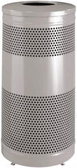 Rubbermaid - 25 Gal Silver Round Decorative Waste Receptacle With Top - Steel, 902mm High - Americas Industrial Supply