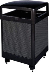 Rubbermaid - 48 Gal Black Square Decorative Waste Receptacle With Top - Steel, 40" High x 660.4mm Long x 26" Wide - Americas Industrial Supply