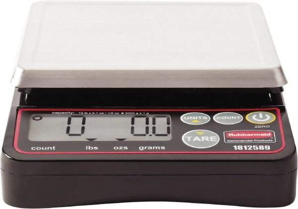 Rubbermaid - 10 Lb. Capacity, Digital Portion Control Scale - 0.1 and 1/8 oz. Graduation, 5-1/8 x 5-1/8" Platform - Americas Industrial Supply
