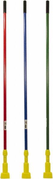 Rubbermaid - 60" Standard Fiberglass Clamp Jaw Mop Handle - 5" Mop Head Band, Plastic Connector, Use with Wet Mops - Americas Industrial Supply
