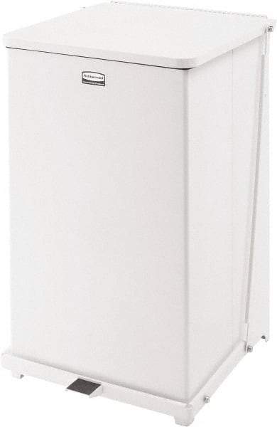 Rubbermaid - 40 Gal Square Unlabeled Trash Can - 30" High x 19" Long x 19" Wide, White, Steel - Americas Industrial Supply