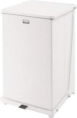 Rubbermaid - 40 Gal Square Unlabeled Trash Can - 30" High x 19" Long x 19" Wide, White, Steel - Americas Industrial Supply