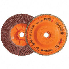 WALTER Surface Technologies - 60 Grit, 6" Disc Diam, 5/8-11 Center Hole, Type 28 Ceramic Flap Disc - 10,200 Max RPM, Plastic Backing, Arbor Attaching System, Coated - Americas Industrial Supply