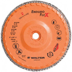 WALTER Surface Technologies - 40 Grit, 6" Disc Diam, 5/8-11 Center Hole, Type 28 Ceramic Flap Disc - 10,200 Max RPM, Plastic Backing, Arbor Attaching System, Coated - Americas Industrial Supply