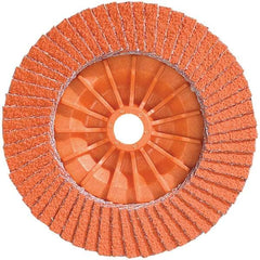 WALTER Surface Technologies - 36 & 60 Grit, 5" Disc Diam, 5/8-11 Center Hole, Type 28 Ceramic Flap Disc - 12,200 Max RPM, Plastic Backing, Arbor Attaching System, Coated - Americas Industrial Supply