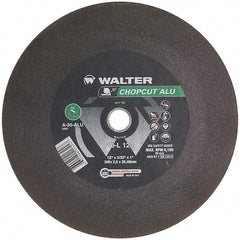 WALTER Surface Technologies - 12" 30 Grit Aluminum Oxide Cutoff Wheel - 3/32" Thick, 1" Arbor, 5,100 Max RPM, Use with Chop Saws - Americas Industrial Supply
