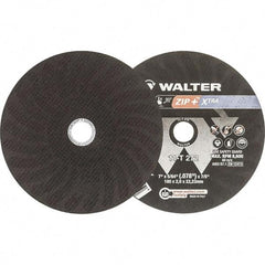 WALTER Surface Technologies - 7" 46 Grit Aluminum Oxide Cutoff Wheel - 5/64" Thick, 7/8" Arbor, 8,600 Max RPM, Use with Angle Grinders - Americas Industrial Supply