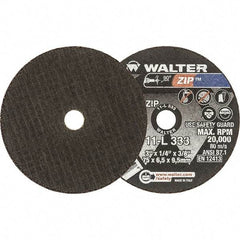 WALTER Surface Technologies - 3" 24 Grit Aluminum Oxide Cutoff Wheel - 1/4" Thick, 3/8" Arbor, 25,470 Max RPM, Use with Die Grinders - Americas Industrial Supply