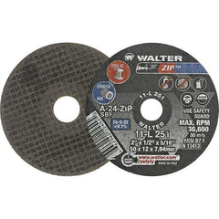 WALTER Surface Technologies - 2" 24 Grit Aluminum Oxide Cutoff Wheel - 1/2" Thick, 5/16" Arbor, 31,000 Max RPM, Use with Die Grinders - Americas Industrial Supply