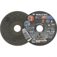 WALTER Surface Technologies - 2" 24 Grit Aluminum Oxide Cutoff Wheel - 1/4" Thick, 3/8" Arbor, 31,000 Max RPM, Use with Die Grinders - Americas Industrial Supply