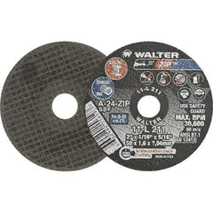 WALTER Surface Technologies - 2" 24 Grit Aluminum Oxide Cutoff Wheel - 1/16" Thick, 5/16" Arbor, 31,000 Max RPM, Use with Die Grinders - Americas Industrial Supply