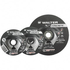 WALTER Surface Technologies - 24 Grit, 7" Wheel Diam, 1/4" Wheel Thickness, 7/8" Arbor Hole, Type 27 Depressed Center Wheel - Aluminum Oxide, Resinoid Bond, 8,600 Max RPM - Americas Industrial Supply