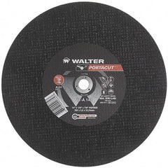 WALTER Surface Technologies - 14" 24 Grit Aluminum Oxide Cutoff Wheel - 1/8" Thick, 7/8" Arbor, 5,400 Max RPM, Use with Electric & Gas Powered Saws - Americas Industrial Supply