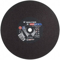 WALTER Surface Technologies - 16" 30 Grit Aluminum Oxide Cutoff Wheel - 7/64" Thick, 1" Arbor, 3,800 Max RPM, Use with Chop Saws - Americas Industrial Supply