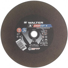 WALTER Surface Technologies - 12" 30 Grit Aluminum Oxide Cutoff Wheel - 3/32" Thick, 1" Arbor, 5,100 Max RPM, Use with Chop Saws - Americas Industrial Supply