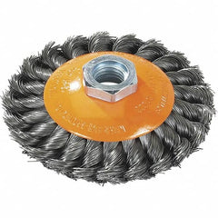 WALTER Surface Technologies - 5" Diam, 5/8-11 Threaded Arbor, Steel Fill Cup Brush - 0.02 Wire Diam, 15,000 Max RPM - Americas Industrial Supply