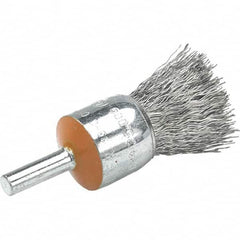 WALTER Surface Technologies - 1/2" Brush Diam, Crimped, End Brush - 1/4" Diam Shank, 25,000 Max RPM - Americas Industrial Supply