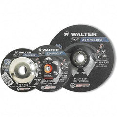 WALTER Surface Technologies - 30 Grit, 7" Wheel Diam, 1/8" Wheel Thickness, Type 27 Depressed Center Wheel - Aluminum Oxide, Resinoid Bond, 8,600 Max RPM - Americas Industrial Supply