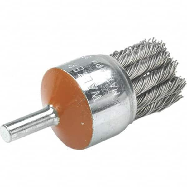 WALTER Surface Technologies - 1-1/8" Brush Diam, Knotted, End Brush - 1/4" Diam Shank, 20,000 Max RPM - Americas Industrial Supply