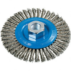 WALTER Surface Technologies - 4-1/2" OD, 5/8-11 Arbor Hole, Stringer Bead Stainless Steel Wheel Brush - 3/16" Face Width, 0.02" Filament Diam, 15,000 RPM - Americas Industrial Supply