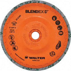WALTER Surface Technologies - 5" Fine Grade Silicon Carbide Deburring Disc - 5/8-11 Threaded Center Hole, Arbor Connection, Orange, 10,500 Max RPM - Americas Industrial Supply