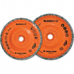 WALTER Surface Technologies - 4-1/2" Fine Grade Silicon Carbide Deburring Disc - 5/8-11 Threaded Center Hole, Arbor Connection, Orange, 10,500 Max RPM - Americas Industrial Supply